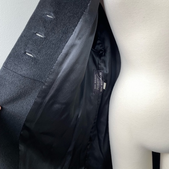 Vintage Seymour Fox Black Wool & Cashmere Bow Accent Button Coat - Picture 9 of 16